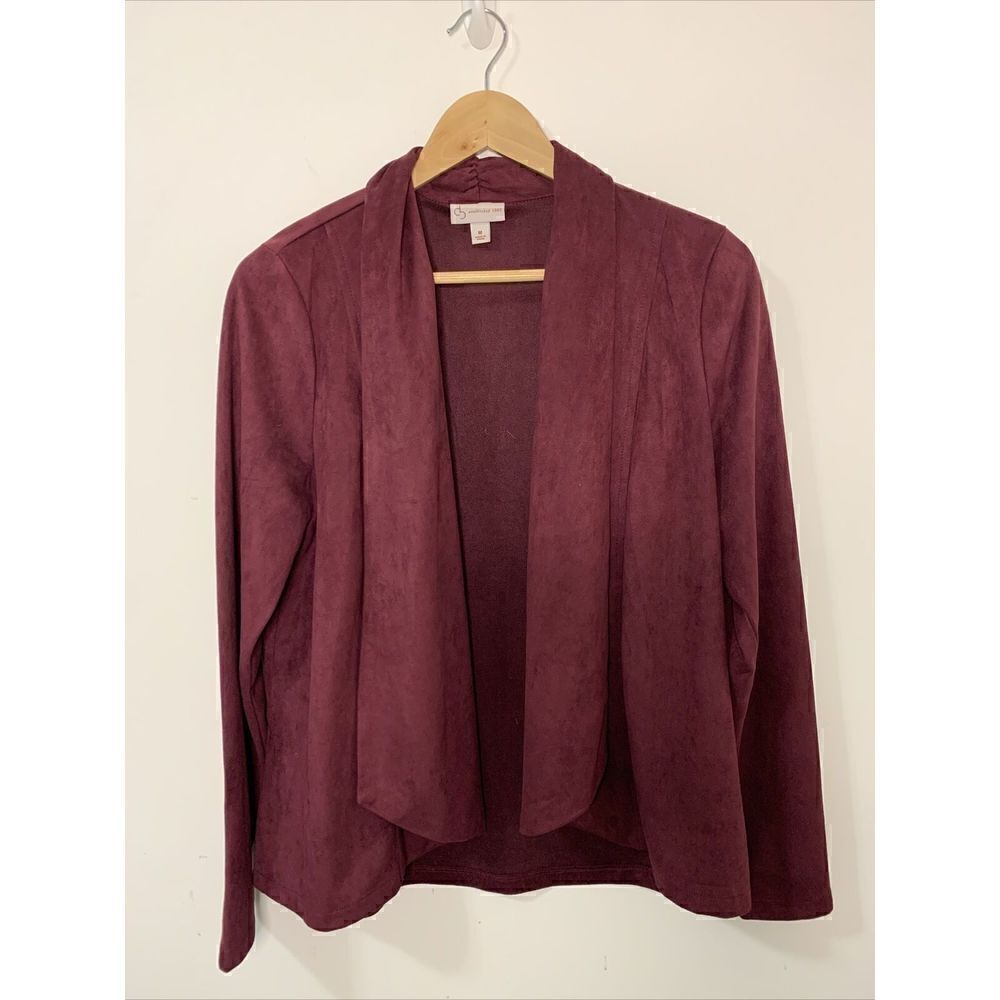 db established 1962 Wine Faux Suede Open Front Cardigan Size Medium